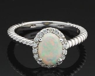 Ladies Gold, Opal and Diamond Ring 