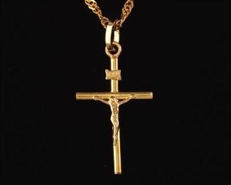 Ladies High Carat Gold Chain with Crucifix