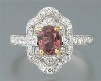 Ladies Padparadscha Sapphire and Diamond Ring 