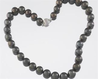 Ladies Tahitian Pearl Necklace with Sterling Silver Clasp 