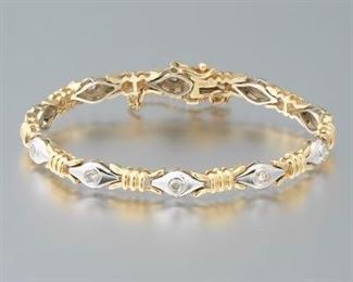 Ladies Two Tone Gold and Diamond Bracelet 