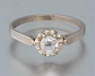 Ladies Victorian Gold and Rose Cut Solitaire Diamond Ring 