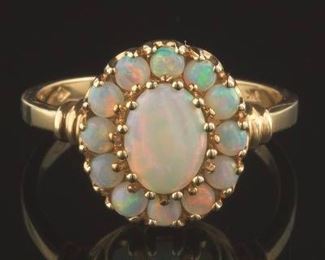 Ladies Victorian Style Gold and Opal Ring 