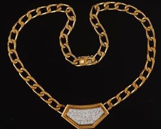 Ladies Vintage Gold and Diamond Necklace 