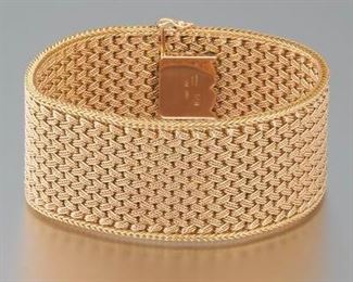Ladies Wide 18k Gold Bracelet 