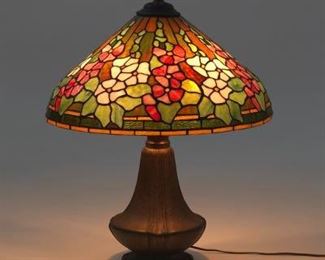 Leaded Glass Lamp with Bradley Hubbard Style Base 