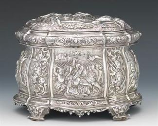 Medieval Revival Style Sterling Silver Jewellery Casket 