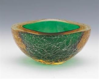Murano Crackle Glass Bowl