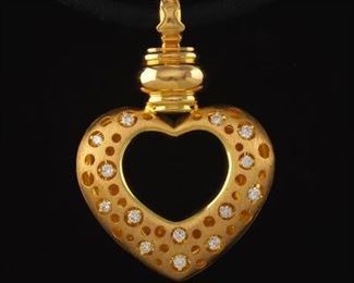 Natasha C Gold, Diamond and Leather Cord Necklace 
