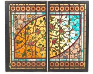 Oversized Stained Glass Window Diptych