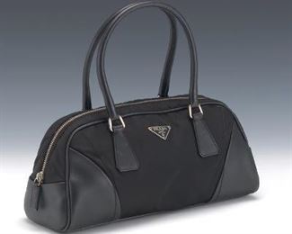 Prada Nylon and Leather Mini Bowler Bag