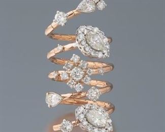 Rose Gold and Diamond Spring Ring 