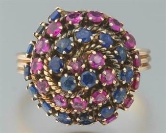 Ruby and Sapphire Dome Ring 