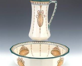Royal Doulton Water Pitcher and Basin, Chippendale Pattern