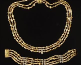 SeidenGang 18k Gold and Diamond Necklace and Bracelet Set 