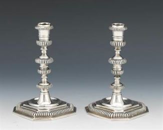 Shreve Crump Low 17 Th Century Reproduction Solid Sterling Candlesticks