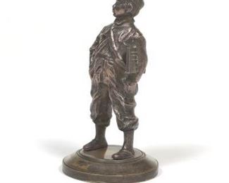 Silvered Bronze Figure of a Newsboy, late 19th Century