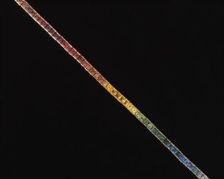 Signed J. Eriksson Sapphire Rainbow Bracelet 