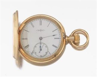 Six Size Elgin Ladies Gold Hunters Case Pocket Watch 
