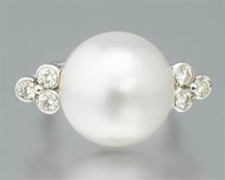 South Sea Pearl and Diamond Ring 