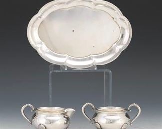 Sterling Silver Creamer and Sugar with Tray