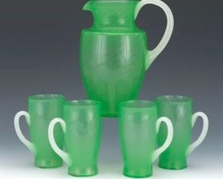Steuben Jade Glass Pitchers and Tumblers