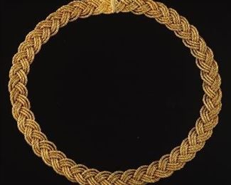 Tiffany Co Gold Braid Necklace 