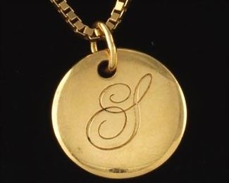 Tiffany Co. Gold S Medallion on Gold Box Chain 