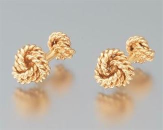 Tiffany Co. Vintage Gold Love Knot Pair of Cufflinks 