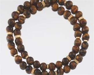 Tiger Eye and Gold Bead Necklace 