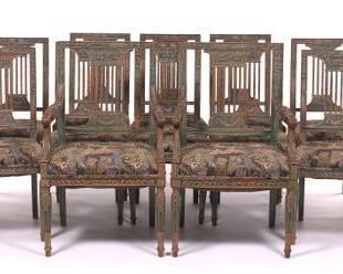 Twelve Upholstered Dining Chairs 