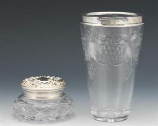 Two Glass and Silver Table Items
