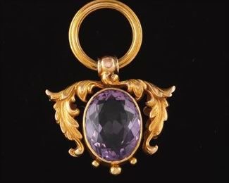 Victorian Gold and Amethyst Fob Pendant 