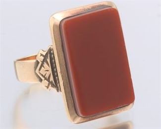 Victorian Style Rose Gold and Carnelian Ring 