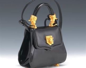 Vincenza Black Patent Leather Rhino Bag