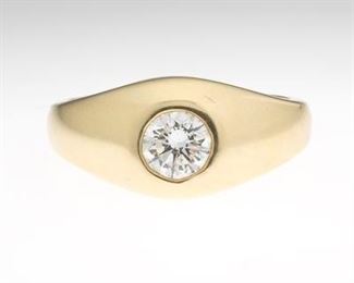 Yellow Gold 0.70 Ct Solitaire Diamond Ring 