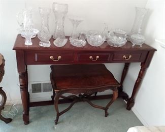 Brilliant period cut glass and tall sideboard