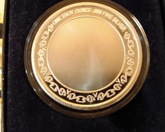 .999 pure once of silver. We have sets of silver spoons, vintage German silver, lots of fun stuff.