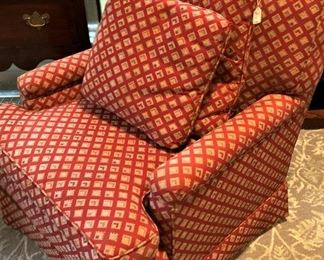 Custom upholstered chair and pillows