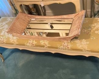 Bed bench; large mirrored tray