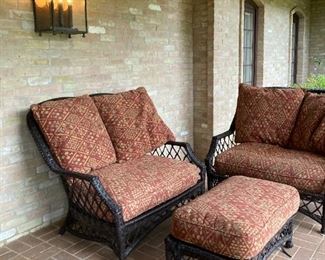 Covered patio settees and ottoman