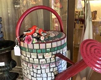 Mosaic watering can
