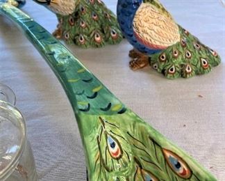 Peacock spoon rest and salt & pepper shakers