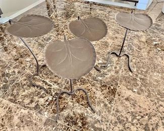 $220 - Set of four lily pad shaped side tables.  22"Hx 11"W x 11"D (two) 20"H and 21"H