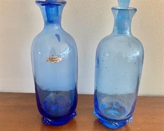$95 each; vintage Blenko glass decanters.  Sold separately.