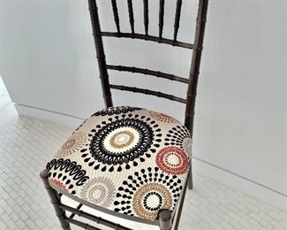 $125; Single custom chiavarri chair with "bamboo" accents - 36"H x 17"W x 16"D (seat height 18"H)