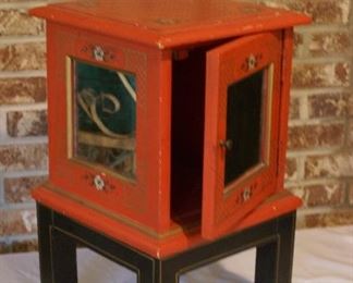 Habersham small red cabinet with mirrored sides