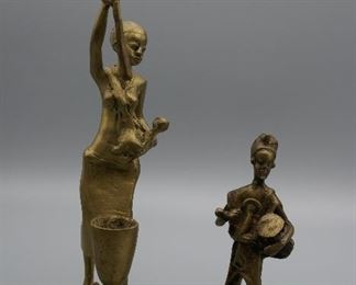 Brass African statue set