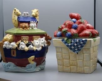 Noah's Ark and Basket of Berries cookie jars