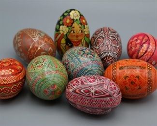Russian decorated wooden eggs